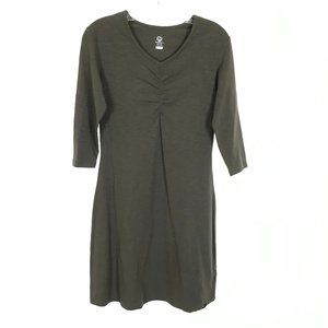 NWT Womens Size XS Merrell Gray V-Neck Ruched Front A-Line Stretch Dress